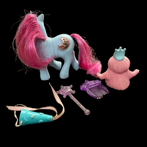 My Little Pony Princess Royal Blue w/ Bushwoolie Hat Comb Wand Vintage 1987 MLP - Picture 2 of 16